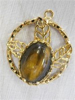 TIGERS EYE STONE LEAF PENDANT ROCK STONE LAPIDARY