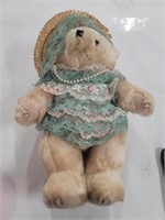 Retro Collectible Straw Hat Teddy Bear