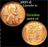 1937-d Lincoln Cent 1c Grades Choice Unc RD