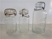 3 Vintage Ball Canister Jars