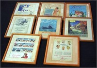 Eight various framed advertising prints