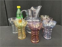 Multicolor Water Pitcher and Cups