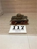 Vintage Tin Wind-up Army Tank as found