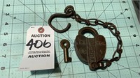 Antique Union Pacific Switch Lock W/ Key