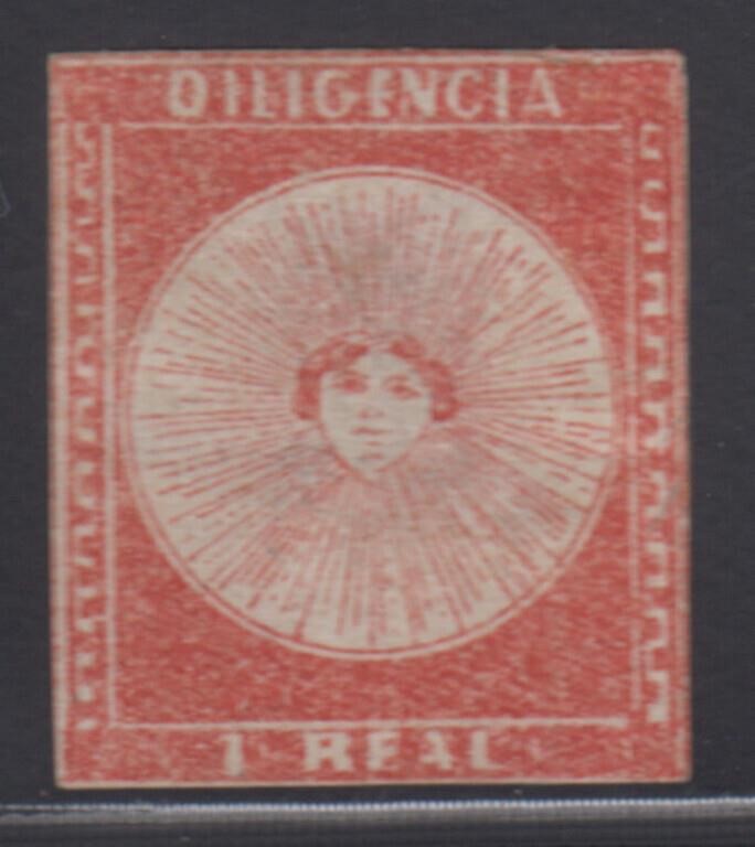 Uruguay Stamp #3 Mint hinged with horizontal creas