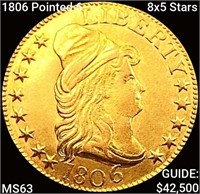 1806 Pointed 6 8x5 Stars $5 Gold Half Eagle CH BU