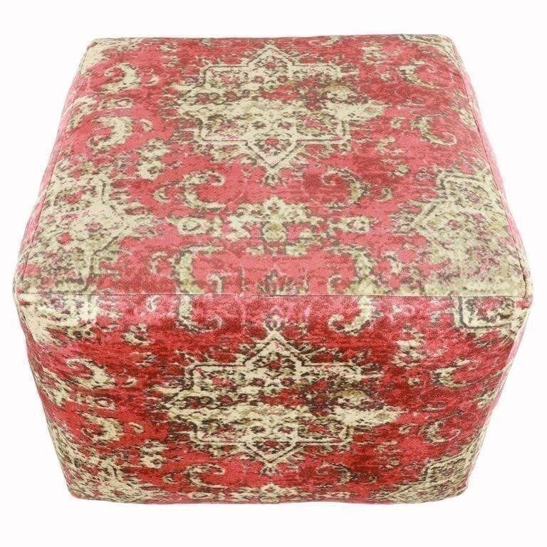 Decor Therapy Poufs Red/Ivory - Red & Ivory Olivi