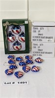 PATRIOTIC CHRISTMAS TREE ORNAMENTS 2 SETS OF 12 HE