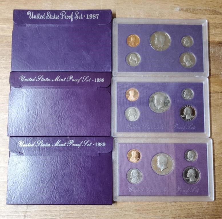 (3) U.S. Mint Sets 1987-1988-1989