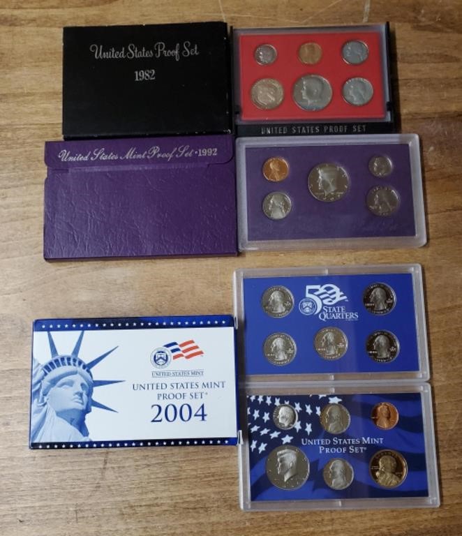 (3) U.S. Mint Sets 1982-1992-2004