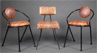 3 Contemporary alligator leather chairs.