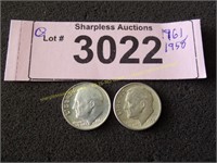 Uncirculated 1958 and 1961 silver dimes