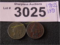 1893 and 1902 Indian head pennies