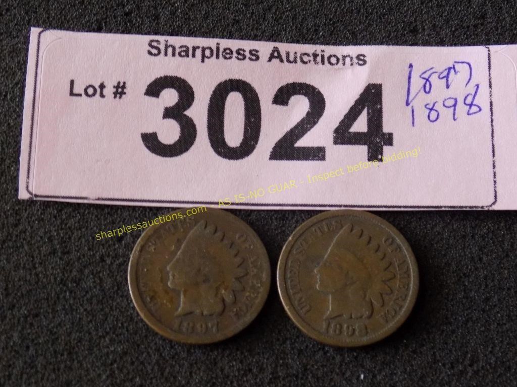 1897, 1898 Indian head pennies