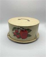 1950s Decoware Red Apple Metal Cake Plate-Carrier