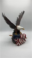 14" Fiber Optic Eagle American Flag Statue