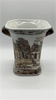 Transferware Pottery Dual Handle Vase