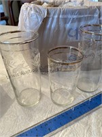 Box of vintage gold rim tumblers possibly