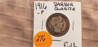 1916P Barber Quarter F