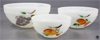 Fire King Handpainted Milk Glass Mixing Bowls