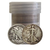 Plastic Roll of (20) Walking Liberty Half Dollars