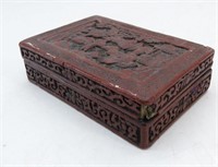 Cinnabar Chinese Lacquer Jewelry Box
