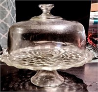 Clear Glass Cake Stand Display with Dome Lid