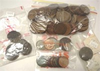 Quantity of pennies, half pennies & world coins