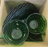Assorted Forest Green Dishes / no shipping