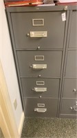 Metal grey 4 drawer office cabinet, 18 x 52 x 26