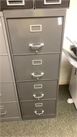 Metal grey 4 drawer office cabinet, 18 x 52 x 26