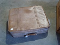 Large Brown Leather Suitcase - 29" x 23" x 9"
