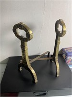 Large brass Andirons heavy vintage