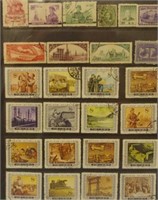 Double sided sheet of vintage Chinese stamps