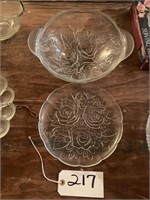 Embossed Rose Pattern bowl and plate