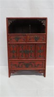 Antique Chinese Red Lacquer Table Top Cabinet