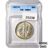 1937-D Walking Liberty Half Dollar ICG MS64