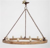 Rustic Oak & Iron Chain 12-Light Chandelier