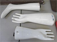 2 Glove Molds & Boot Mold. Glove Molds Have Cracks