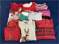 Assorted Christmas Sweaters and jackets, Sizes
