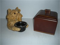 Square Leather Tobacco Box 7"-Terra Cotta Dog