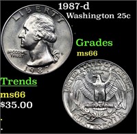 1987-d Washington Quarter 25c Grades GEM+ Unc