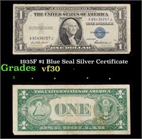 1935F $1 Blue Seal Silver Certificate Grades vf++