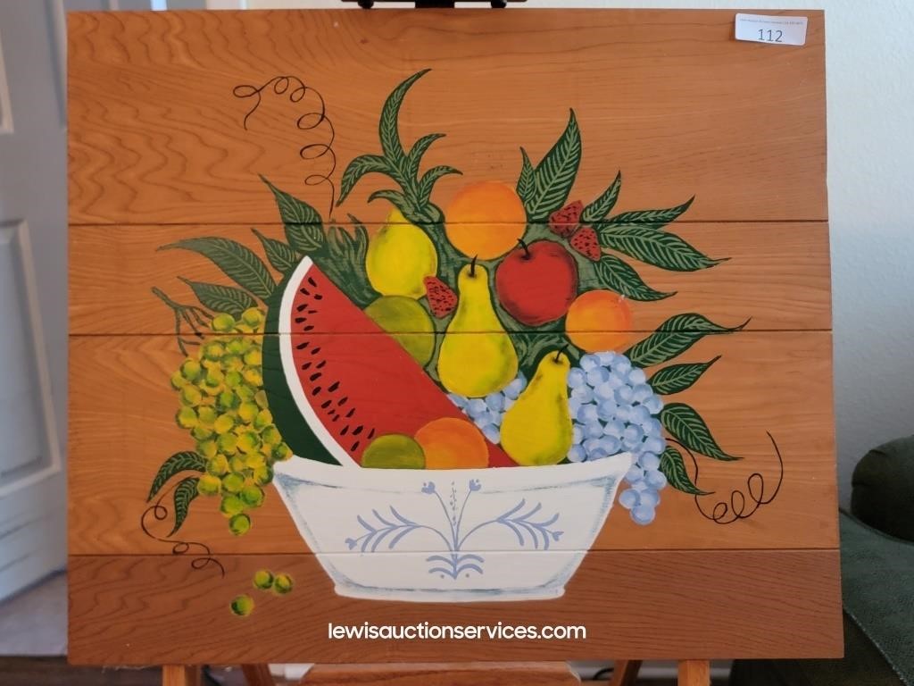 Original Painting On Panel Fruit Basket