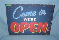 Come in we're open retro style advertising sign