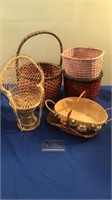 Box lot of 5 baskets and mini chair