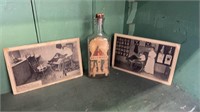 Vintage - Daniel Rose glass bottle artwork & 2