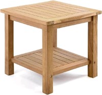 LINKLIFE Teak Wood Side End Table - 2-Tier Patio G