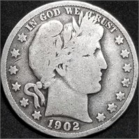 1902-S Barber Silver Half Dollar from Set