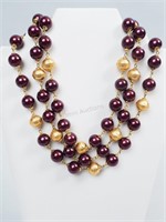 Poggi Paris Purple & Gold-Tone Beaded Necklace